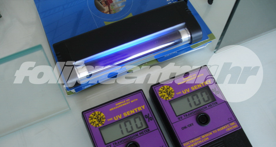 test UV lampe, vrijednost je 100%